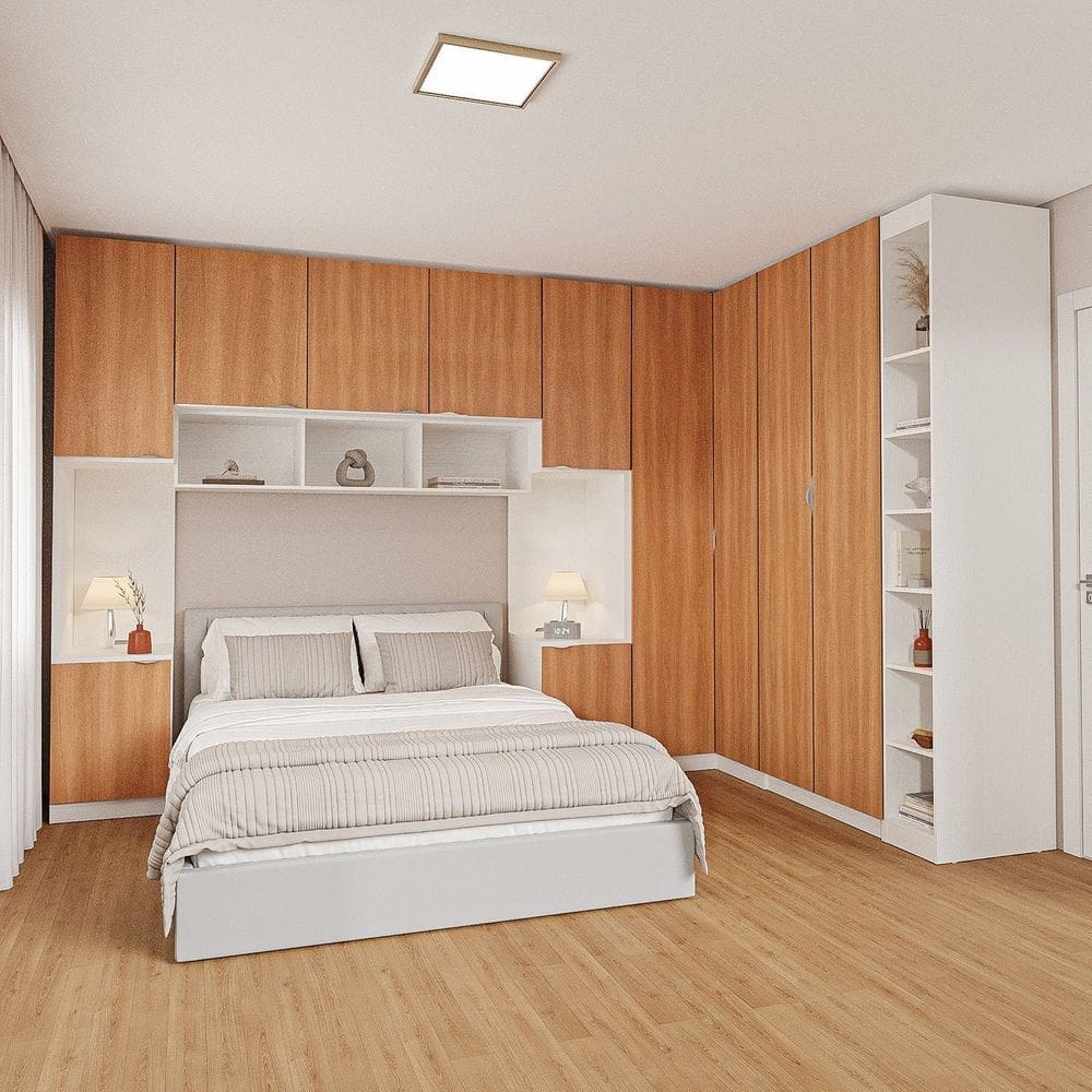 Guarda-roupa Modulado de Canto 11 Portas 7 Peças Hera Cabecasa Madeiramadeira Branco Geada/Louro/Cinza