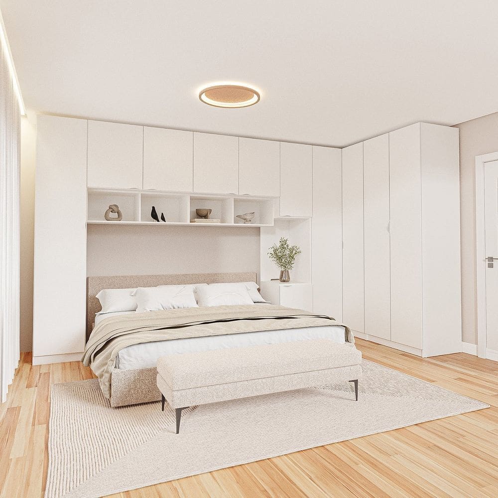Guarda-roupa Modulado de Canto 11 Portas 8 Peças Hera Cabecasa Madeiramadeira Branco Geada/Cinza