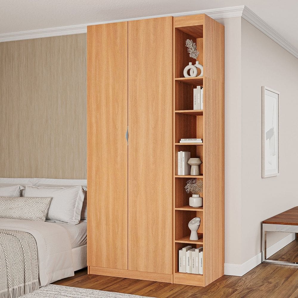 Guarda-roupa Modulado 2 Portas 3 Peças Hera Cabecasa Madeiramadeira Louro/Cinza