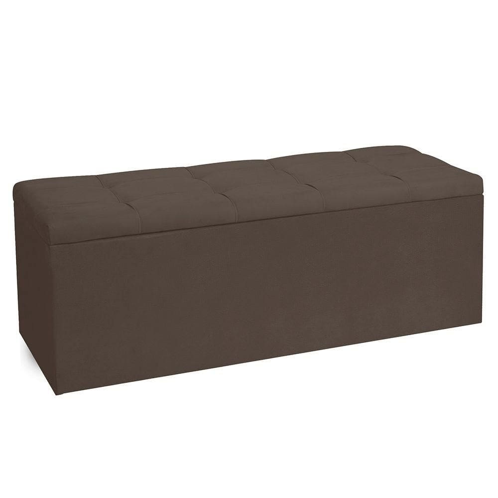 Calçadeira Recamier Baú Queen 1,60m Roma Suede Marrom - Pallazio