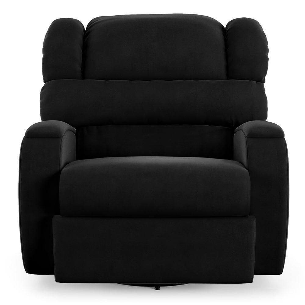 Poltrona Do Papai Sala De Cinema Reclinável Manchester Glider Manual Giratória Veludo Preto
