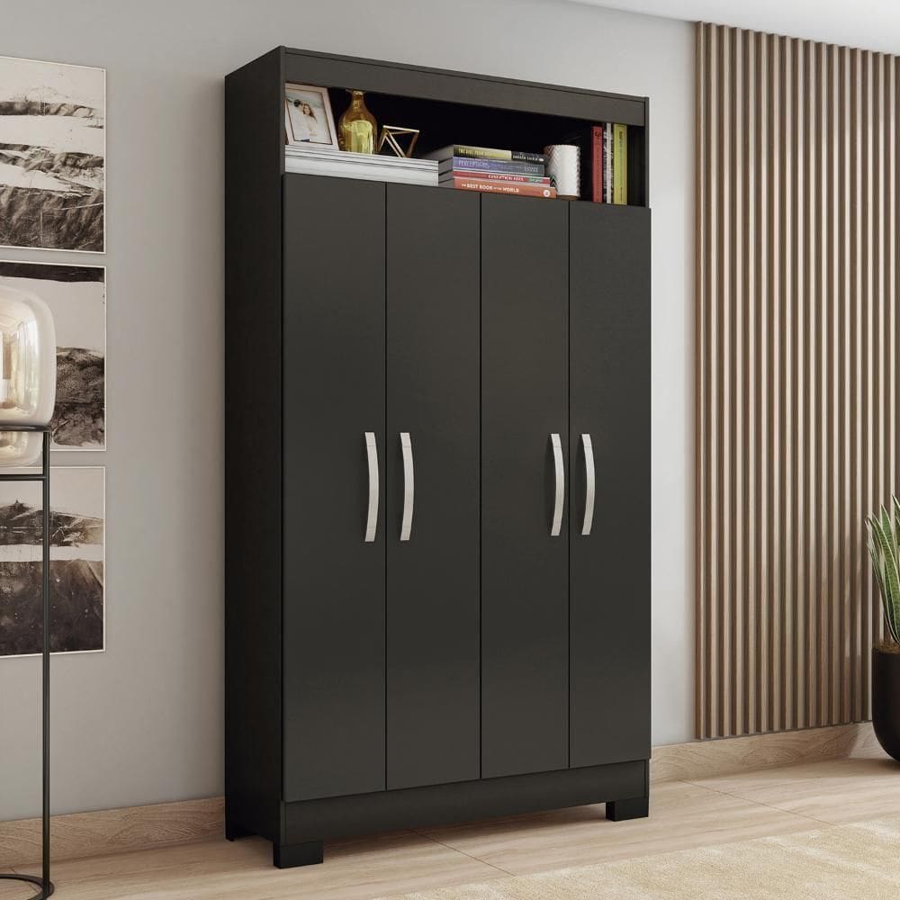 Armário Multiuso 93cm 4 Portas 1 Nicho Tóquio Notável Preto