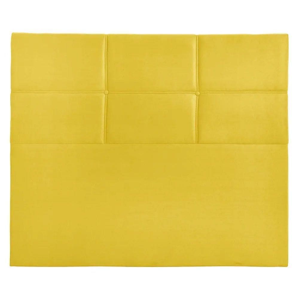 Cabeceira Estofada Milena 1,95 Veludo Shop Das Cabeceiras Amarelo