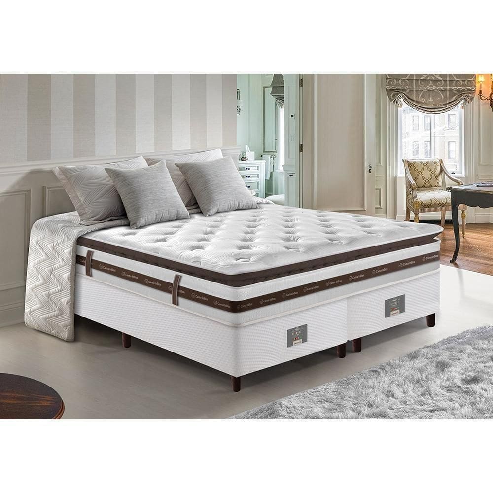Cama Box Queen Colchão + Box 158x198 Molas Ensacadas Cama Inbox Relax Pillow