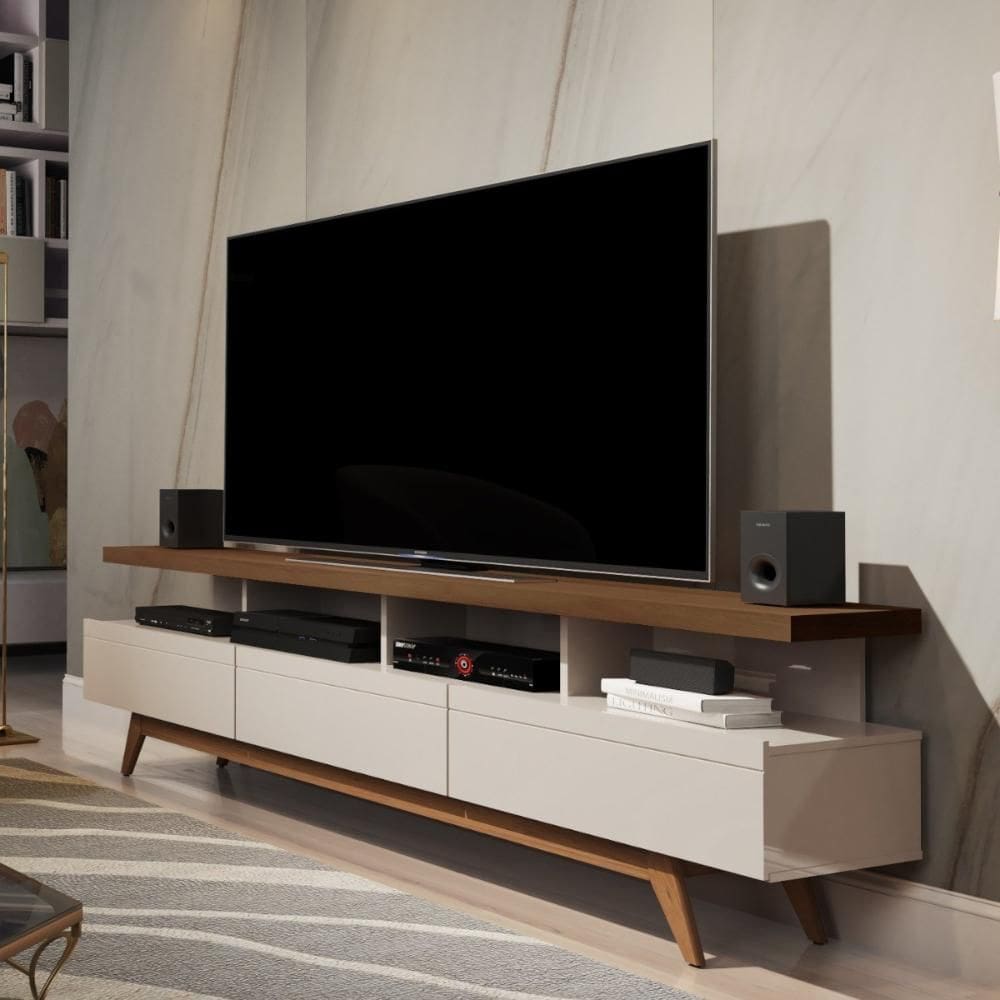 Rack com Nichos Vivare Wood 1,8 Off White/Freijó - Giga
