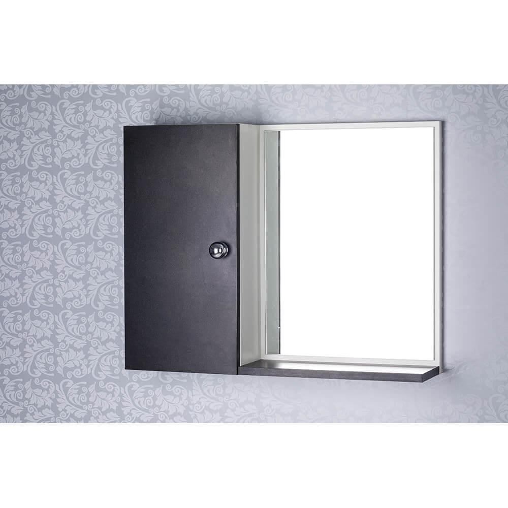 Armário Para Banheiro Com Espelho Cor Preto E Branco