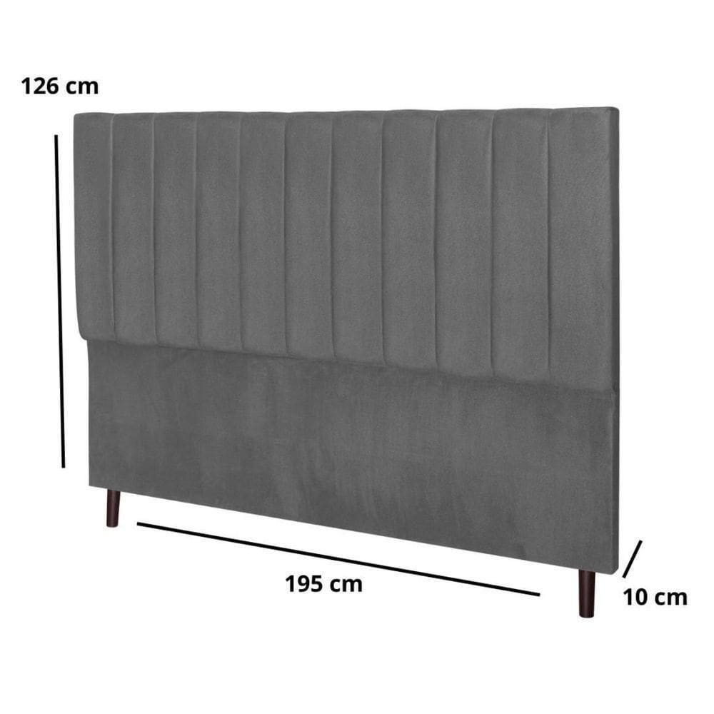 Cabeceira Cama Box King 195 Cm Carla Suede Cinza E Frame