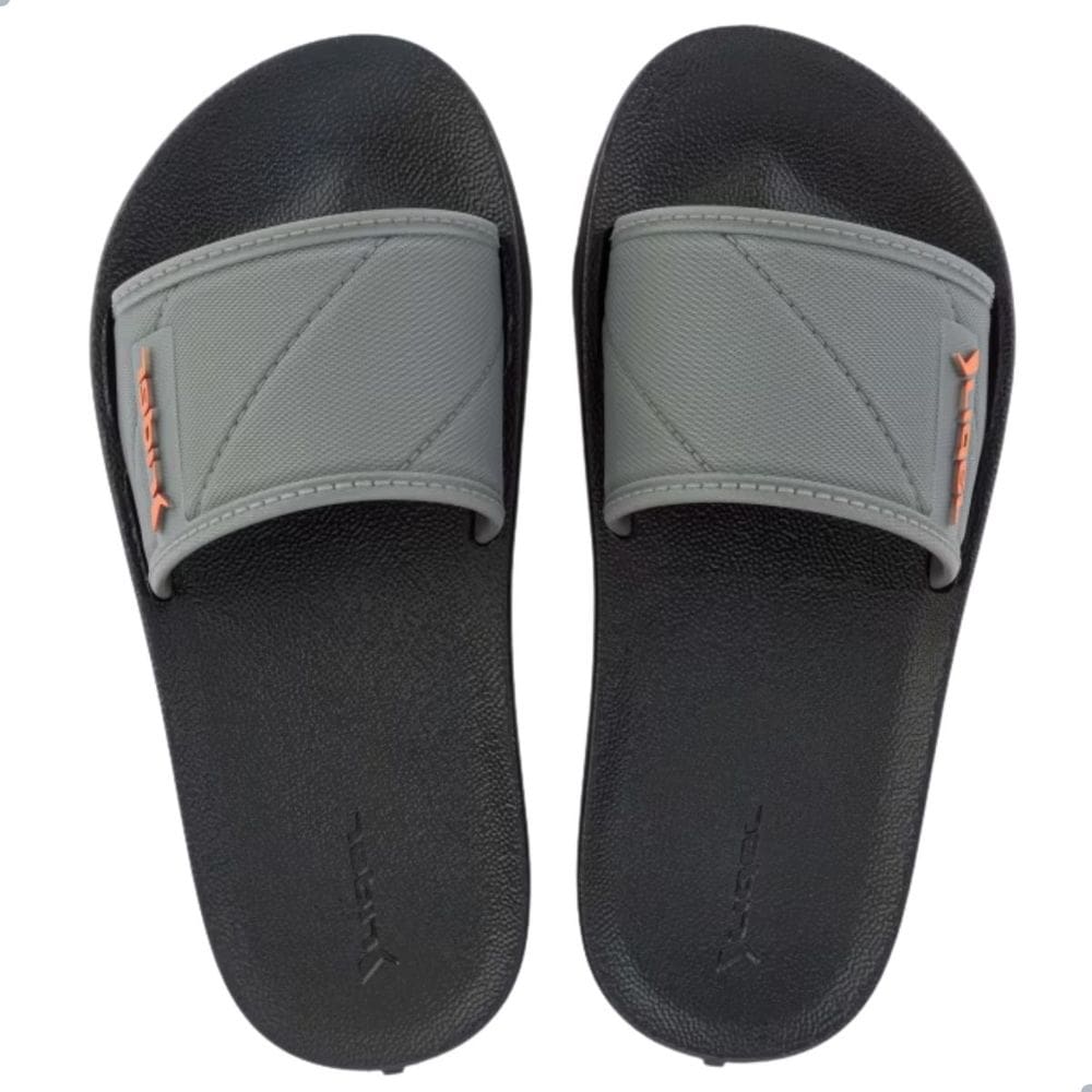 Chinelo Slide Rider Street Infantil Preto/Cinza/Laranja