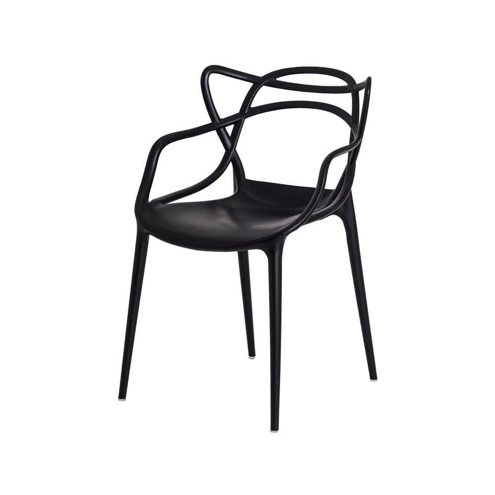 Cadeira Para Sala De Jantar Allegra Empilhável Preta Preto