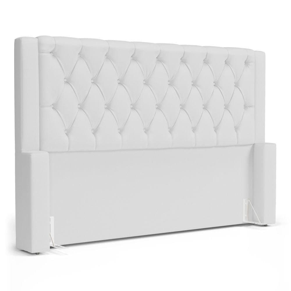 Cabeceira Atena Para Cama Box King Size 195cm Capitonê Com Frame Sintético Branco - Desk Design