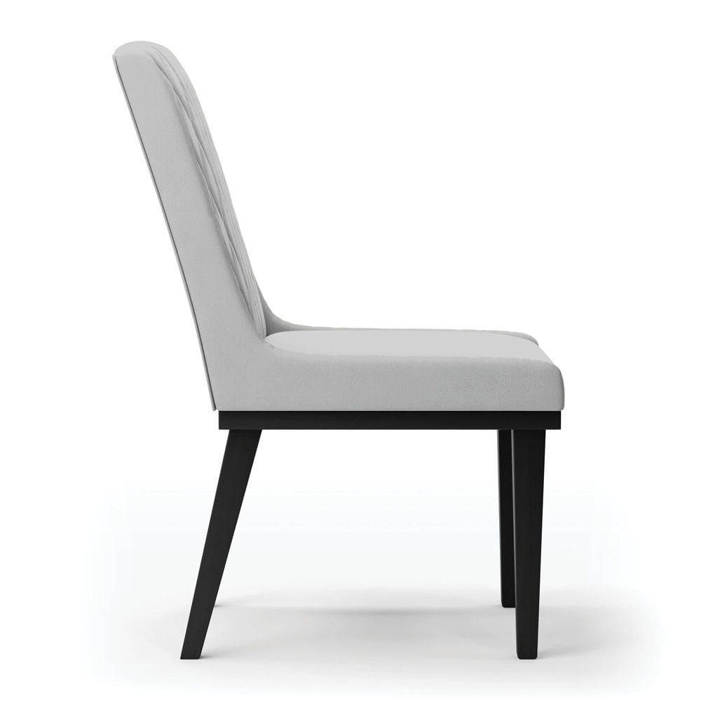 Cadeira Sala De Jantar Base Madeira Preto Kit 10 Sofia Suede D03 - D`rossi Cor Cinza
