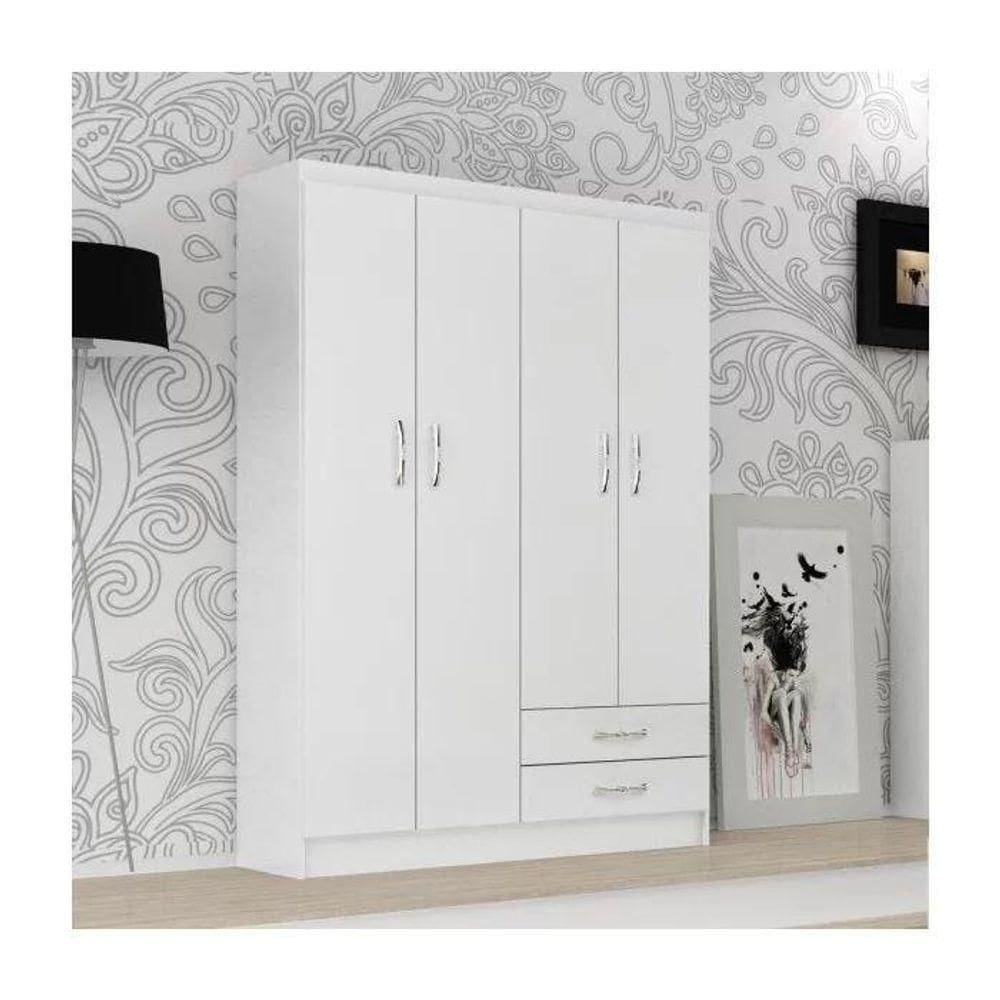 Guarda-roupa Solteiro 4 Portas 2 Gavetas Atalaia - Branco Branco