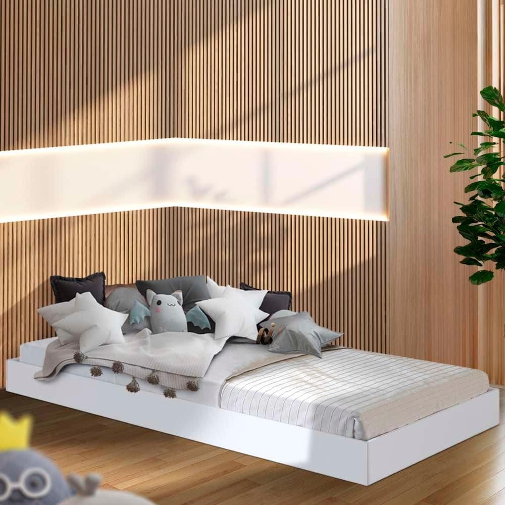 Cama com Rodízios Solteiro Branco Yvis Jm Móveis