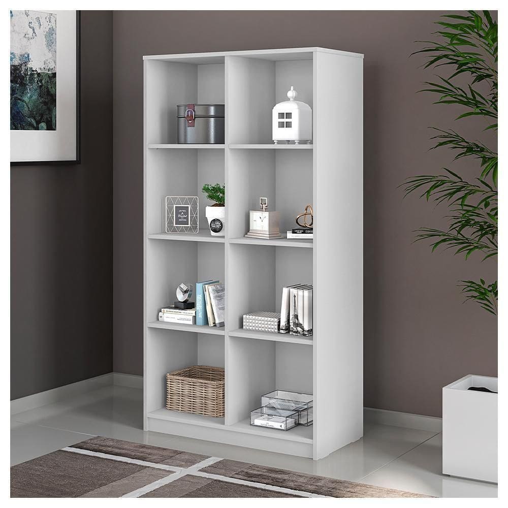 Estante Livreiro Multiuso 8 Nichos Branco Side Caemmun