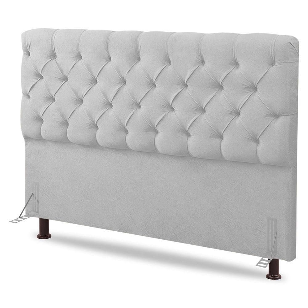 Cabeceira Cama Box Casal King Size Lylla 195cm Capitonê Com Frame Sintético Branco - Abmaza