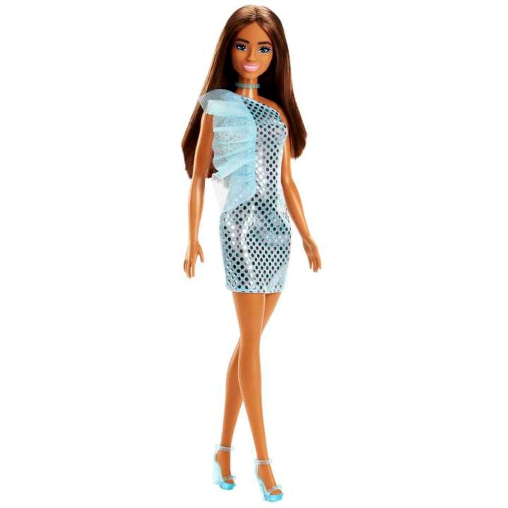 Boneca - Barbie - Fashion e Beauty - Glitz Vestido de Noite Azul MATTEL