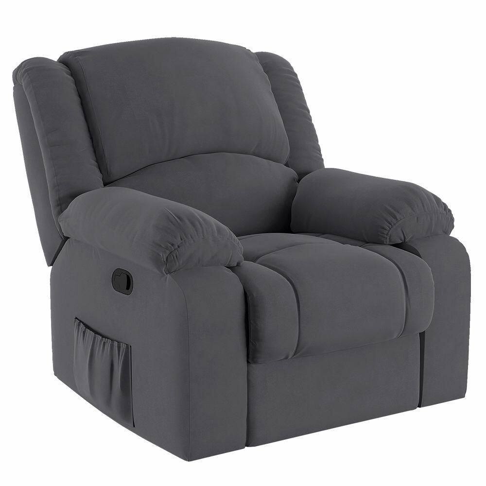 Poltrona Do Papai Reclinável Melim Zero Wall Veludo Cinza Fh1 - D`rossi