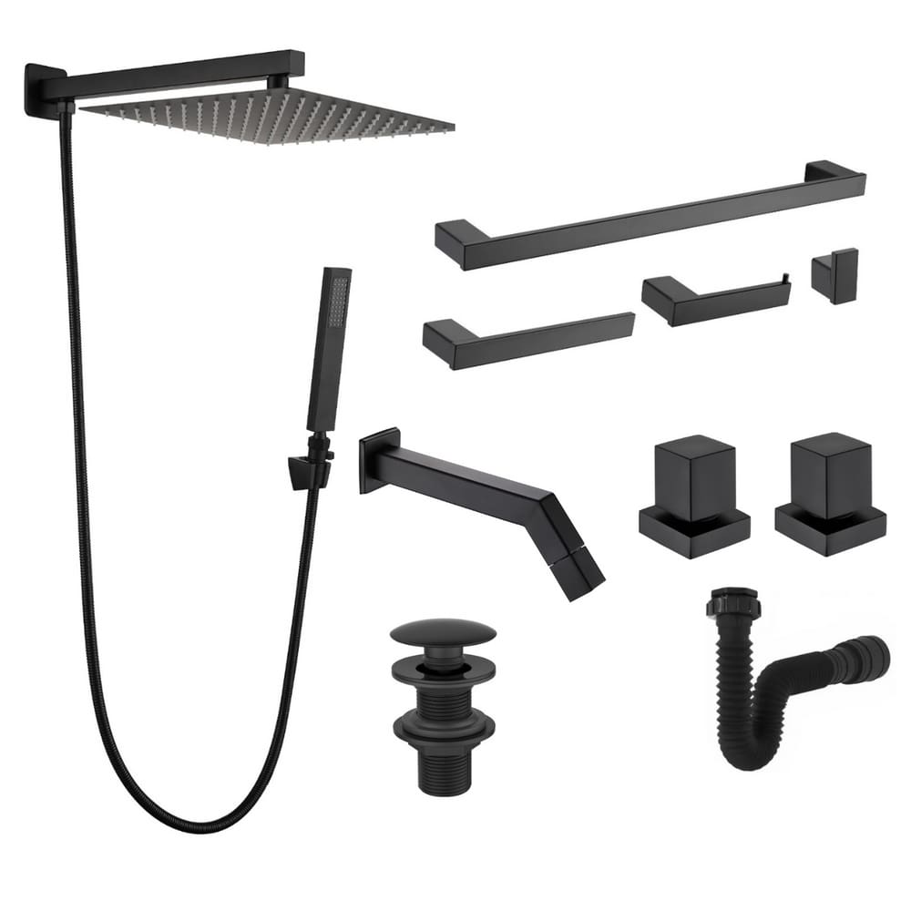 Kit Acessórios Lavatório Banheiro Completo Preto Luxo Metal