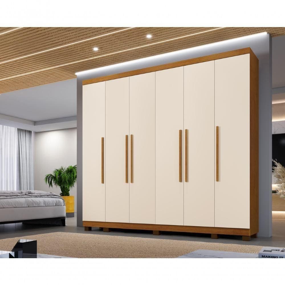 Guarda Roupa Casal 6 Portas E 6 Gavetas Atlanta Benetil Cor:cinamomo/off