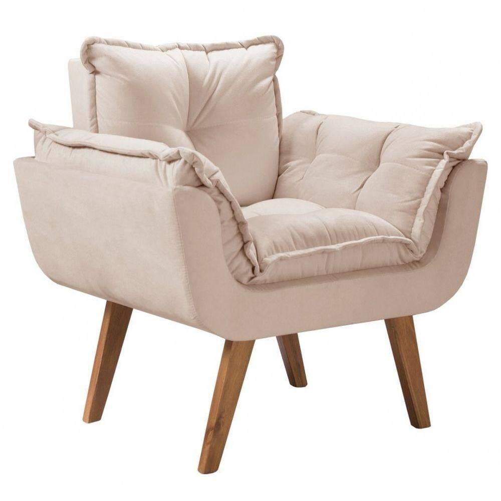Poltrona Opalla 1 Lugar D Salla Suede Bege 1 Lugar Base Palito Imbuia D Salla