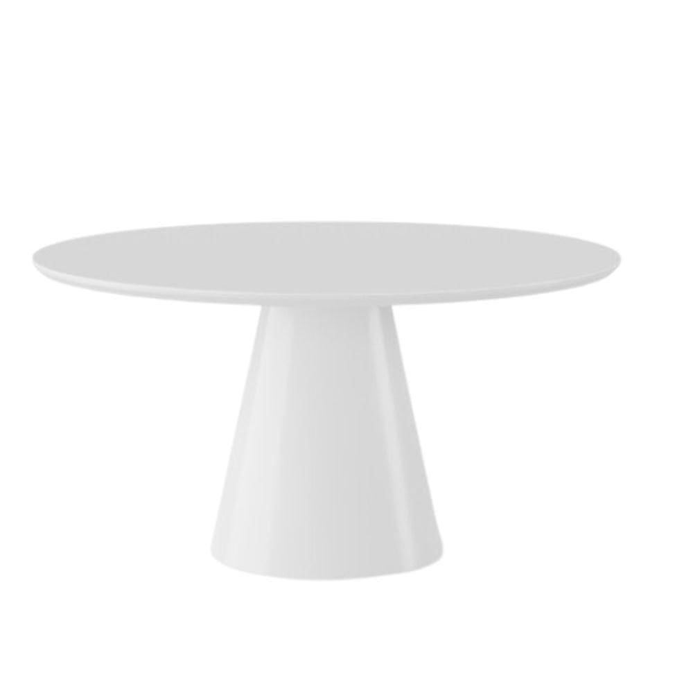 Mesa De Jantar Cone Redonda 130 Cm Laqueada Cores Branco