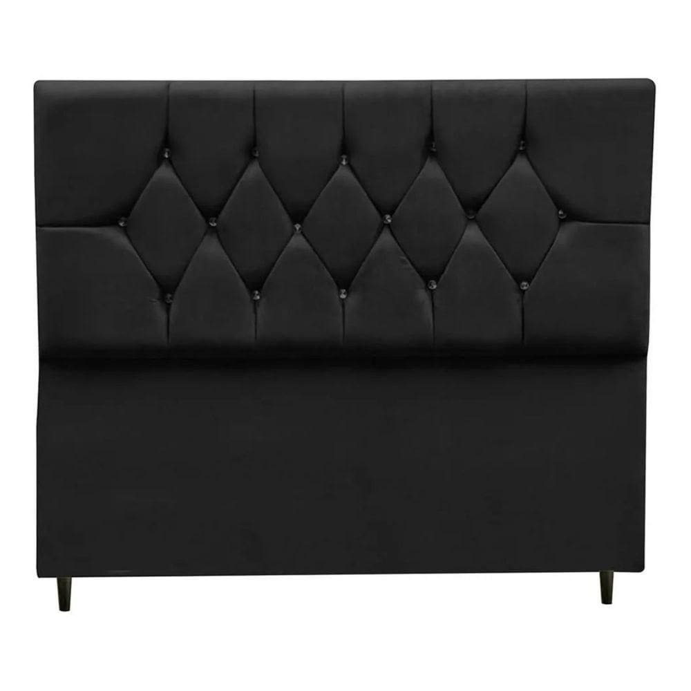 Cabeceira Cama Box King 195 Cm Geovana Suede Preto