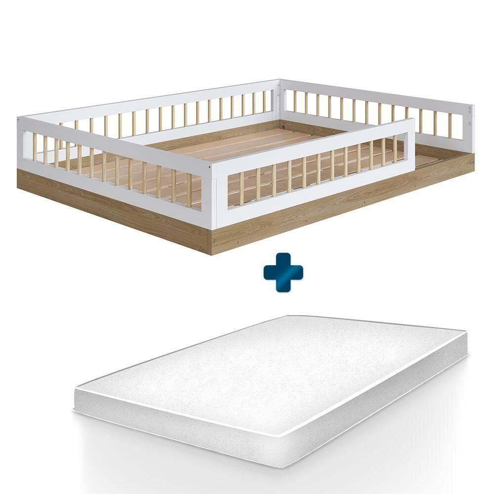 Cama Infantil Montessoriana Casal Aveiro Oak Branco