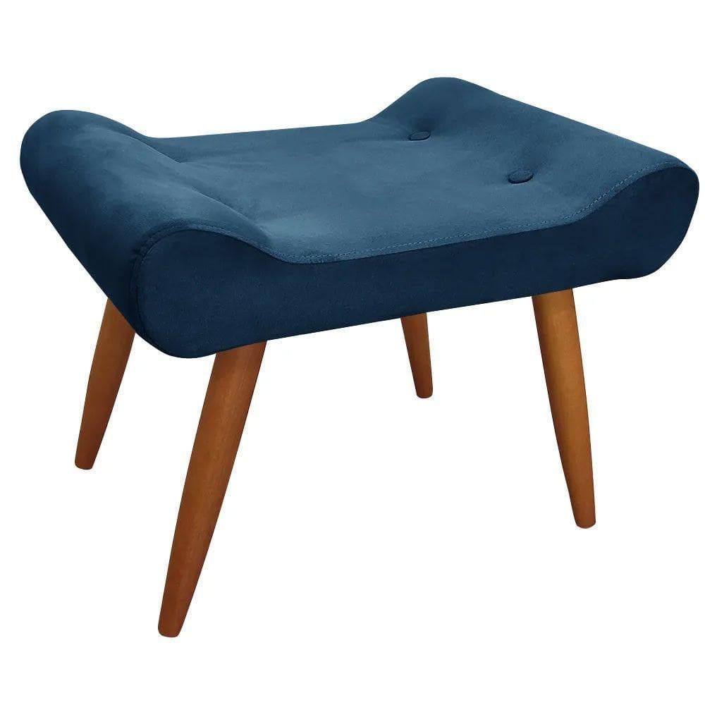Puff Decorativo Lara Veludo Shop Das Cabeceiras Azul