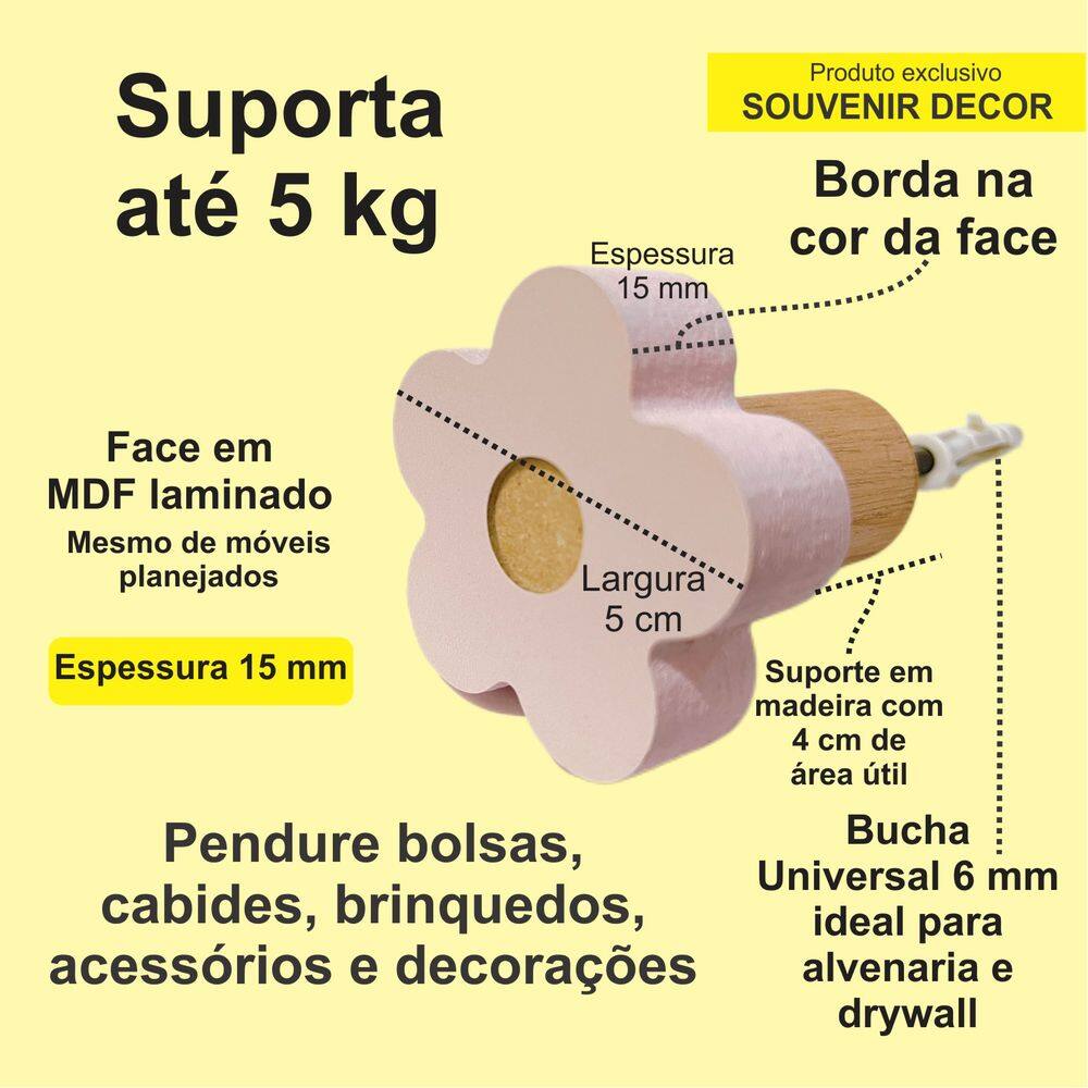 4 Ganchos de parede flor infantil decoração baby 4Flbb15c