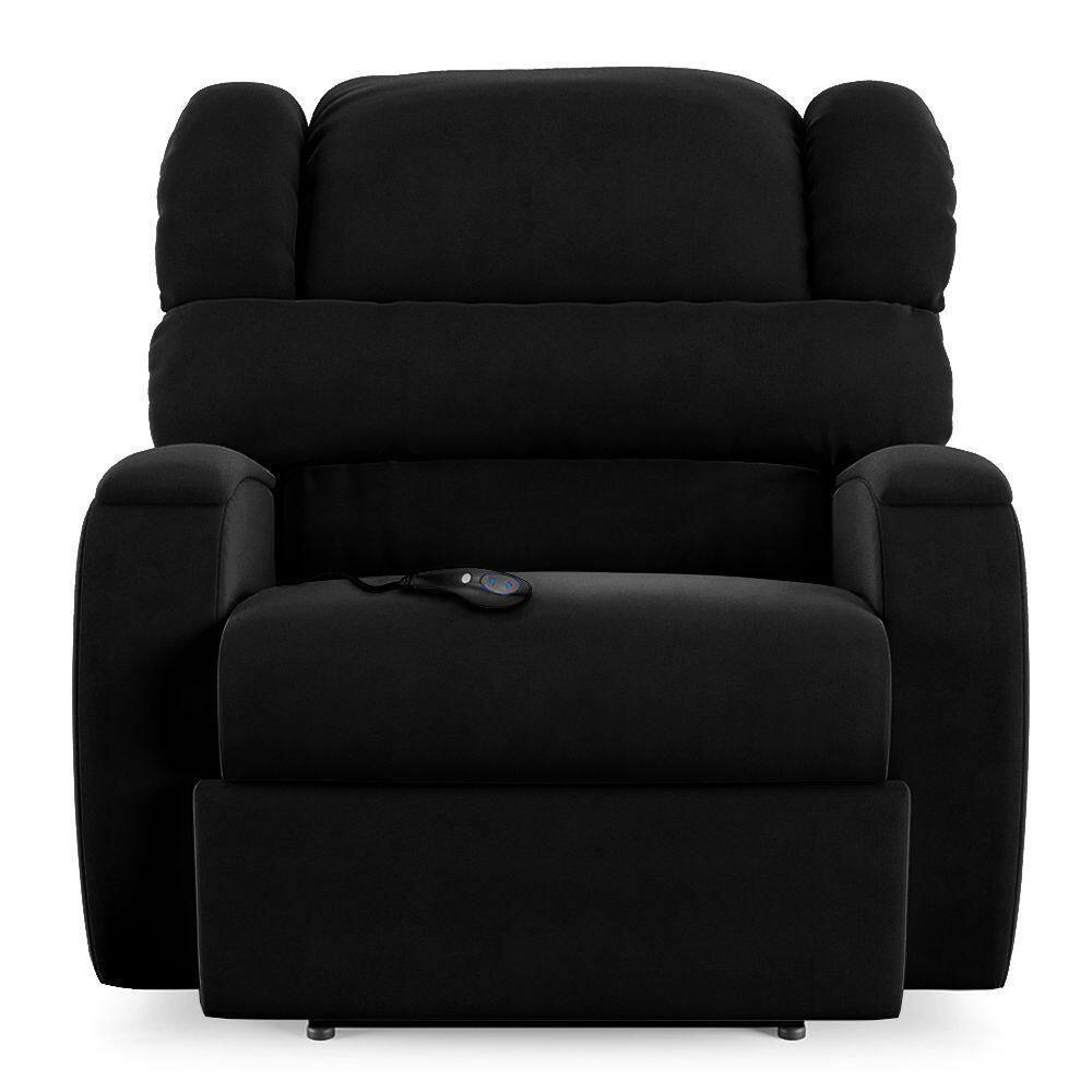 Poltrona Do Papai Sala De Cinema Reclinável Manchester Controle Elétrico Usb Veludo Preto