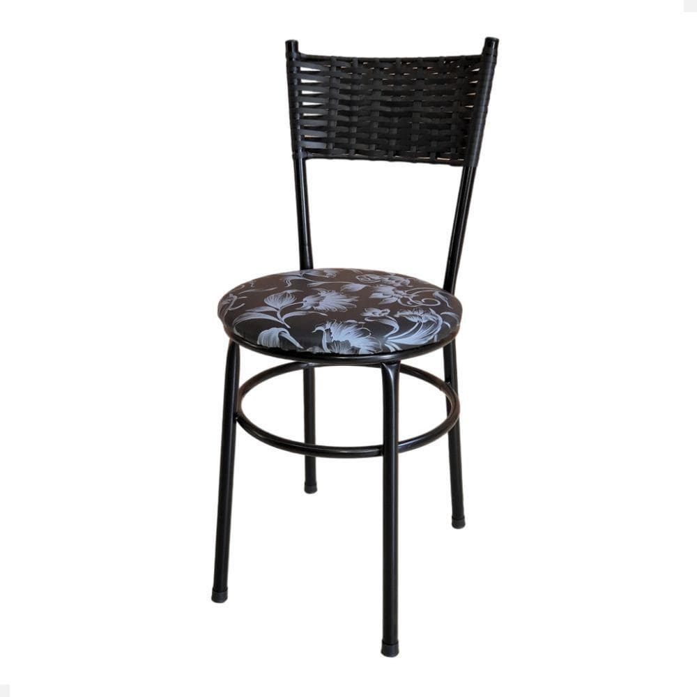 Cadeira Preta Para Mesa Preta Viena Preto Cor:floral Preto