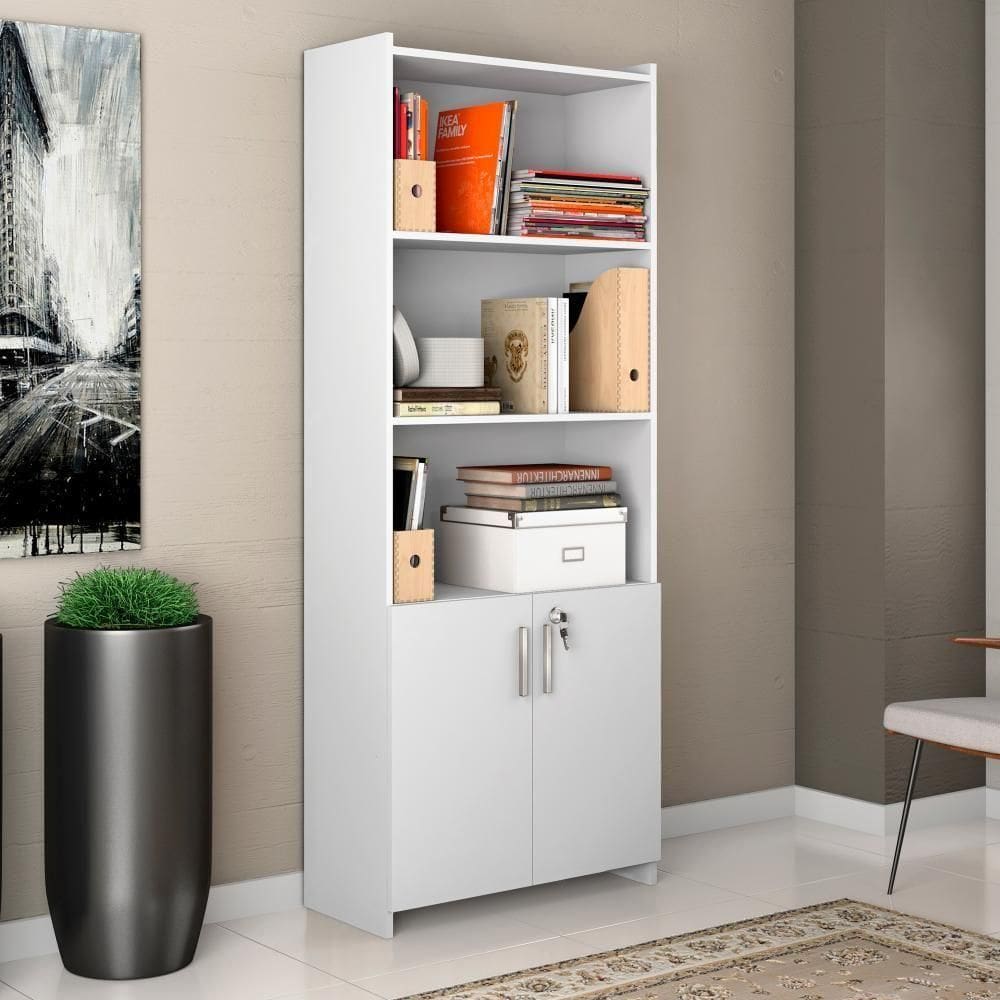 Armário Para Escritório 2 Portas 70cm Com Chave Texas Notável Branco