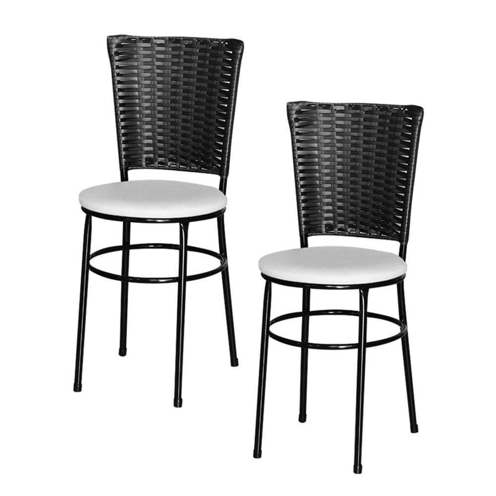 2 Cadeiras Para Mesa Preta Hawai Preto Cor:branco