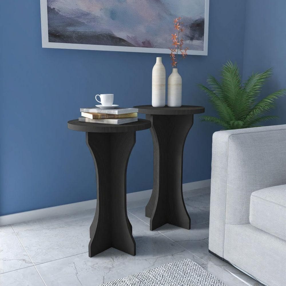 Conjunto Mesas Apoio Lateral Luck Preto