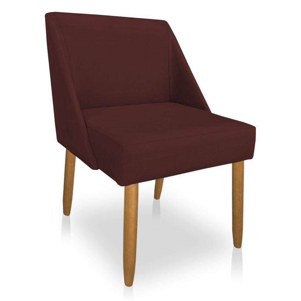 Cadeira Poltona Juliana Suede Marsala Pés Palito Castanho