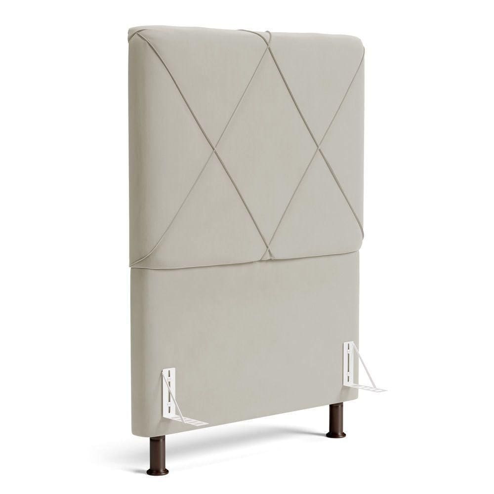 Cabeceira Cama Box Solteiro Mel 90cm Com Frame Veludo Bege - Desk Design