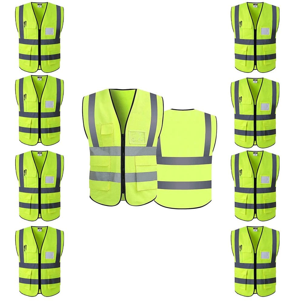 Colete Refletivo Faixa Sinalizadora Kit 11 Uni Blusao Fluorescente Segurança EPI Trabalho Obra Construçao Sinalizaçao