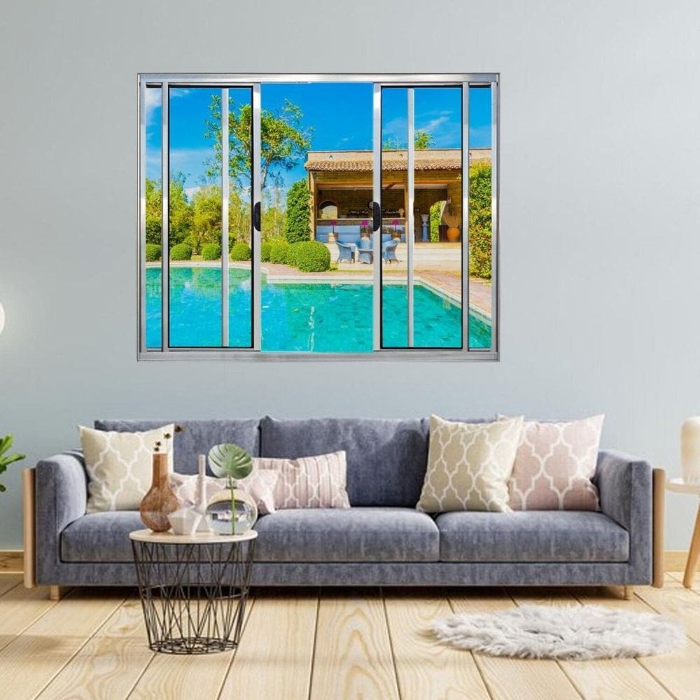 Janela Vitrô de Alumínio 4 Folhas 120 x 200cm Modular Brilhante Cinza