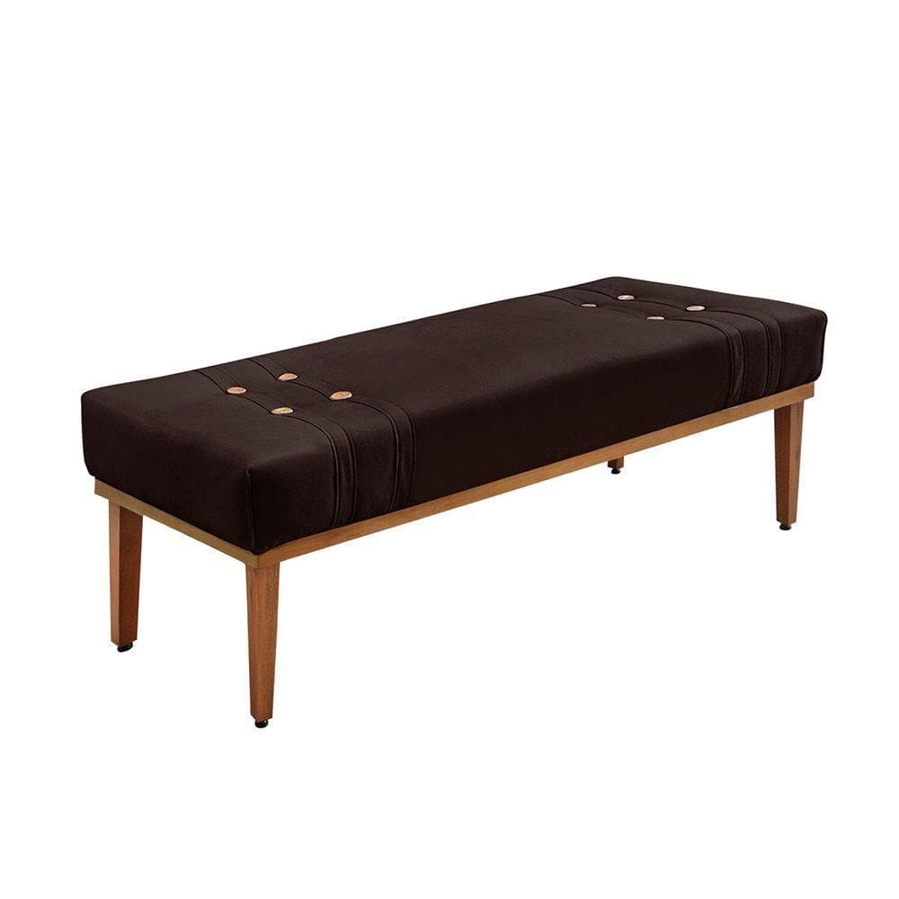 Divã Recamier Banco Base Madeira Para Quarto Gênova 140cm Suede S04 - D`rossi Cor Café