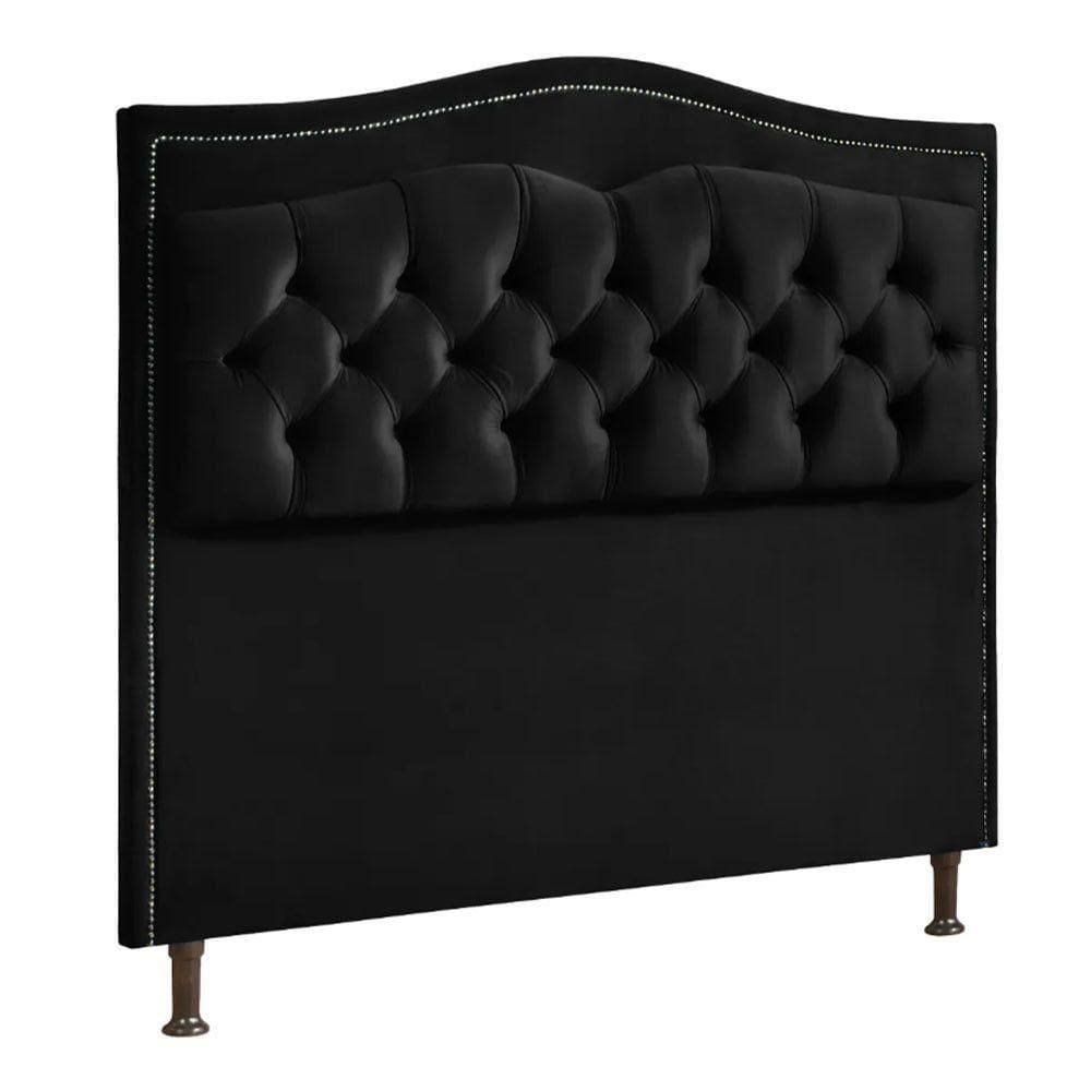 Cabeceira Estofada Holanda Casal Veludo Shop Das Cabeceiras Preto