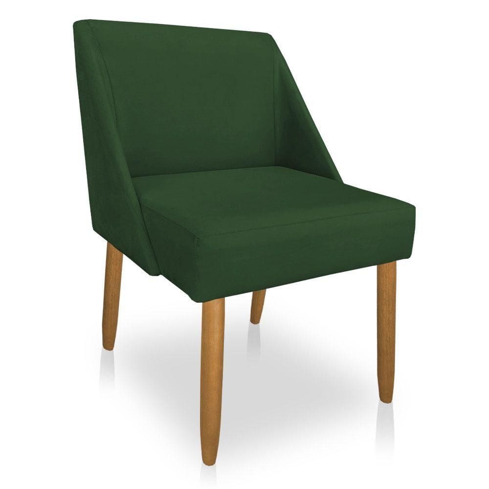 Cadeira Poltona Juliana Suede Verde Pés Palito Castanho