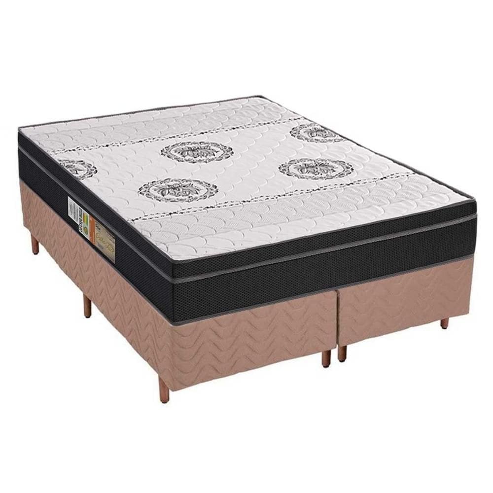 Conjunto Box Queen: Colchão Anatômico Polar D28/EP Orthoface Firme + Base CRC Suede Clean(158x198)