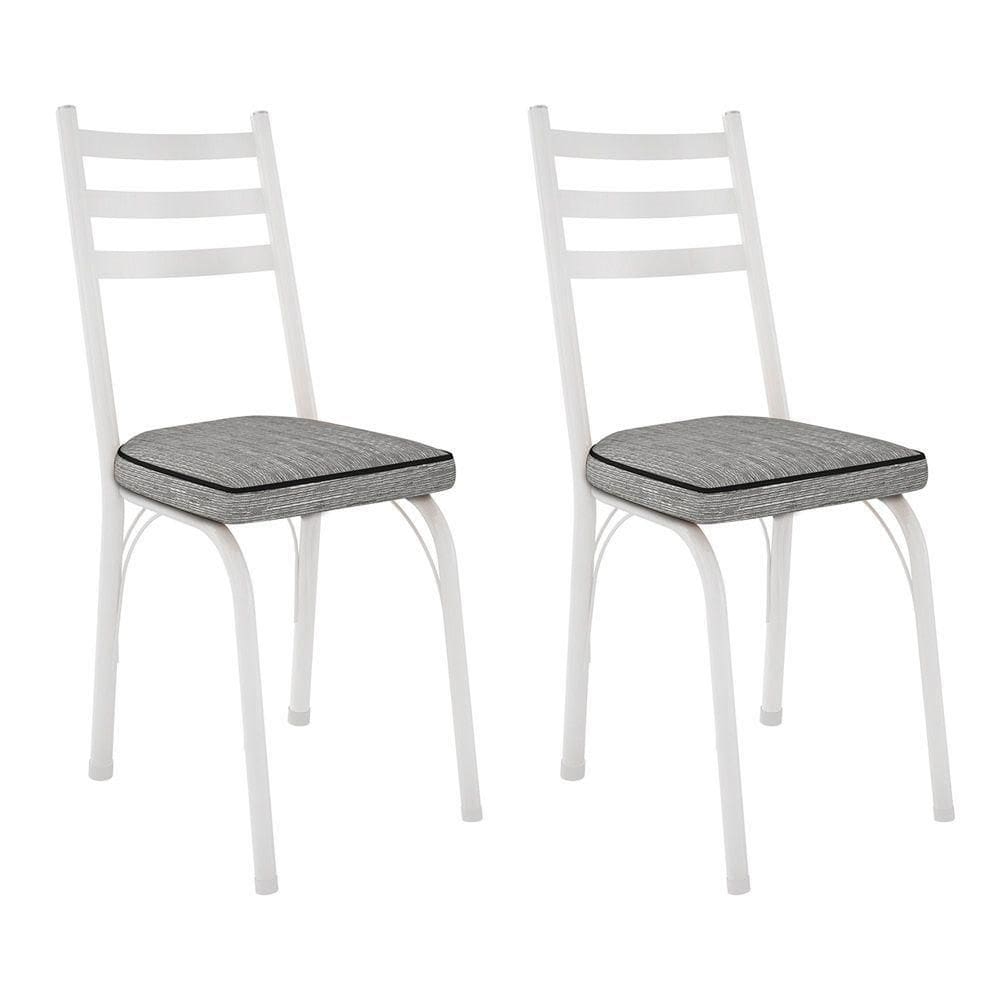 Kit 2 Cadeiras De Cozinha Luisiana Estampado Grafiato Pés De Ferro Branco