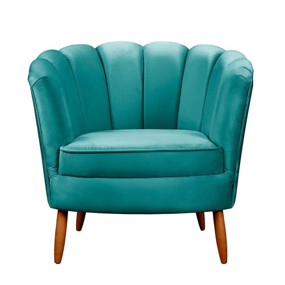 Poltrona Ariel Petala Decorativa Com Pés De Madeira Speciale Home Ciano