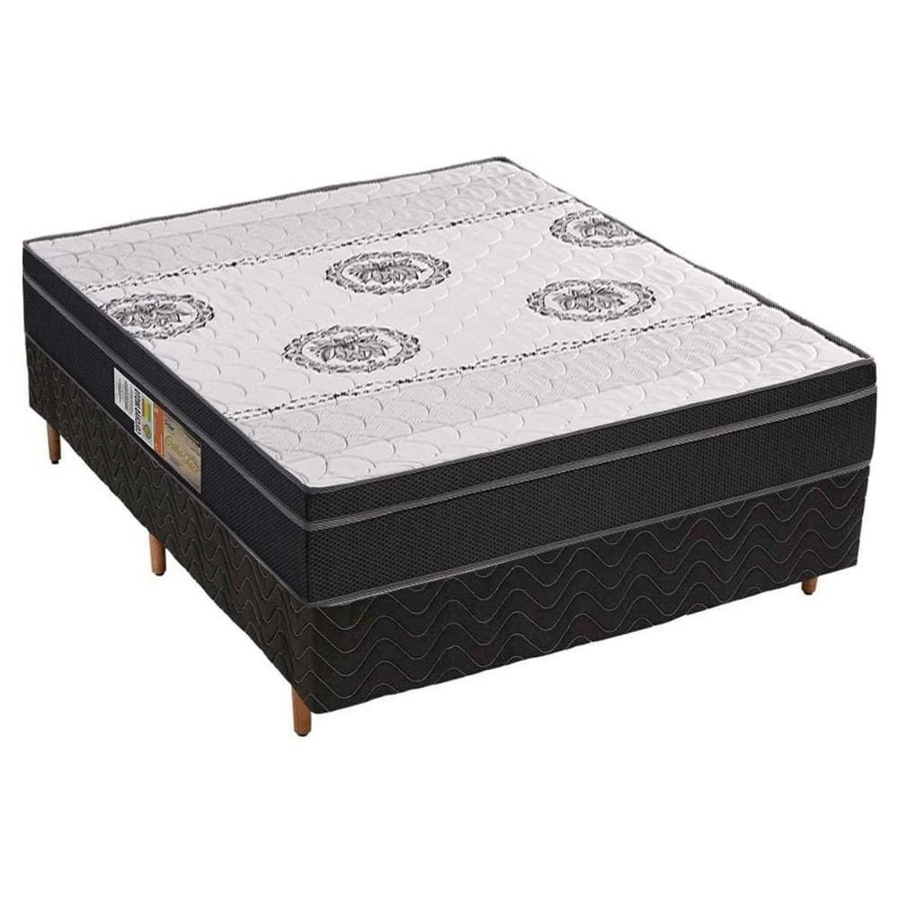 Conjunto Box Casal: Colchão Anatômico Polar D28/EP Orthoface Firme + Base CRC Suede Black(138x188)