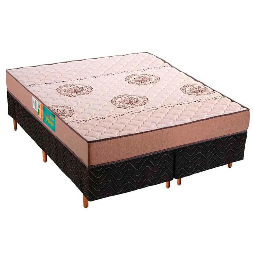 Cama Box Queen: Colchão Espuma D33 Polar Pérola + Base CRC Fantasy Black(158x198)