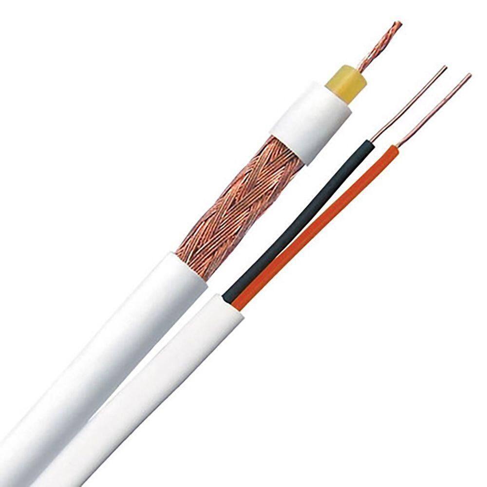 Cabo Coaxial Telecam Rf 4mm 80% Cobre +2x26awg Ext. Branco 100 Metros