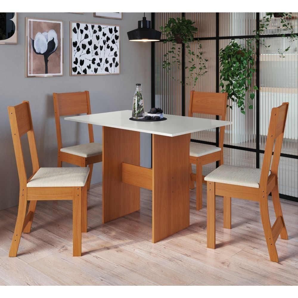 Conjunto Mesa De Jantar 4cadeiras Karla Indekes Freijó/off