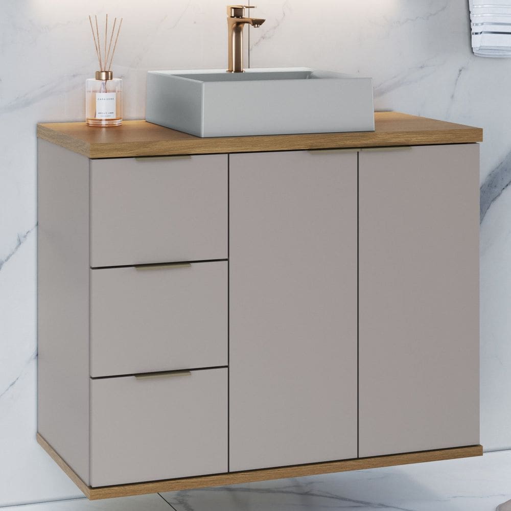 Gabinete de Banheiro com Cuba Galway 76cm Nude
