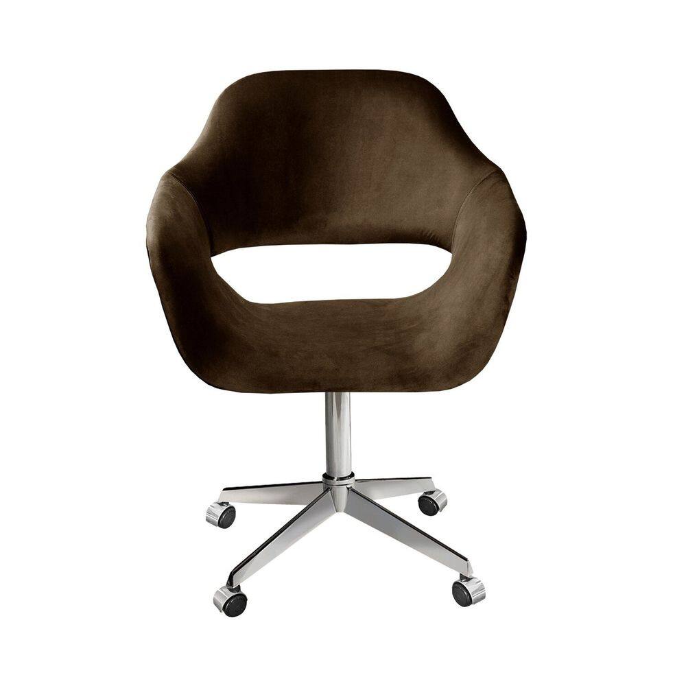 Poltrona Decorativa Zara Pé Giratório de Metal Sala Recepção Marrom